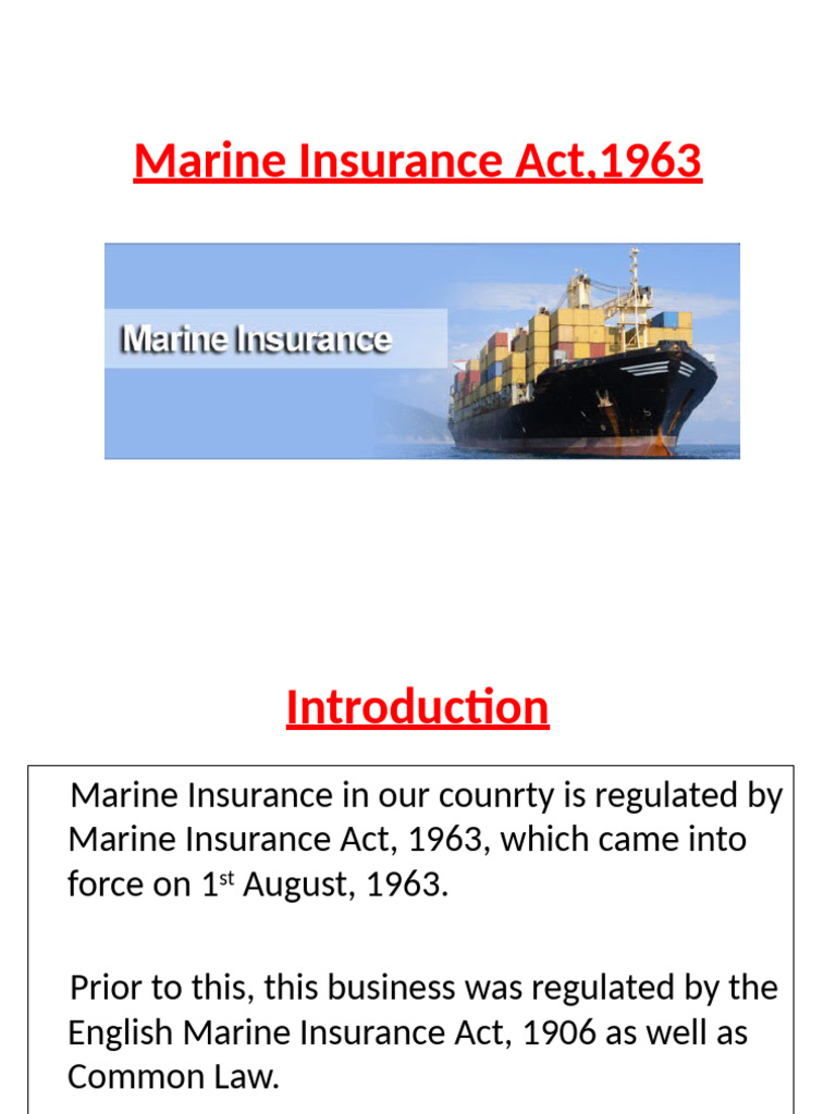 Overview of Marine Insurance Act 1963 | PDF | Insurance | Ships