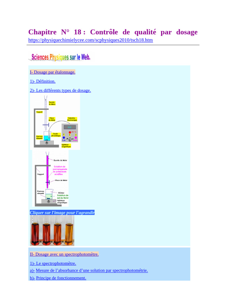 Dosage chimique : méthodes et principes | PDF | Titrage | Chimie