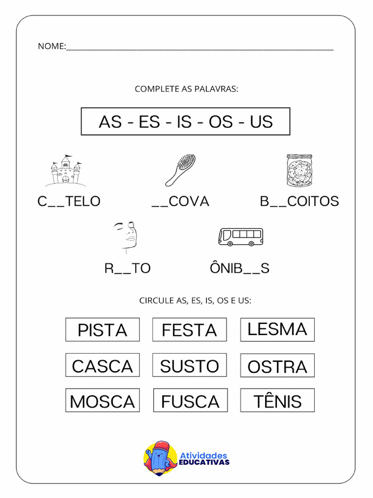 Atividade As Es Is Os Us | PDF