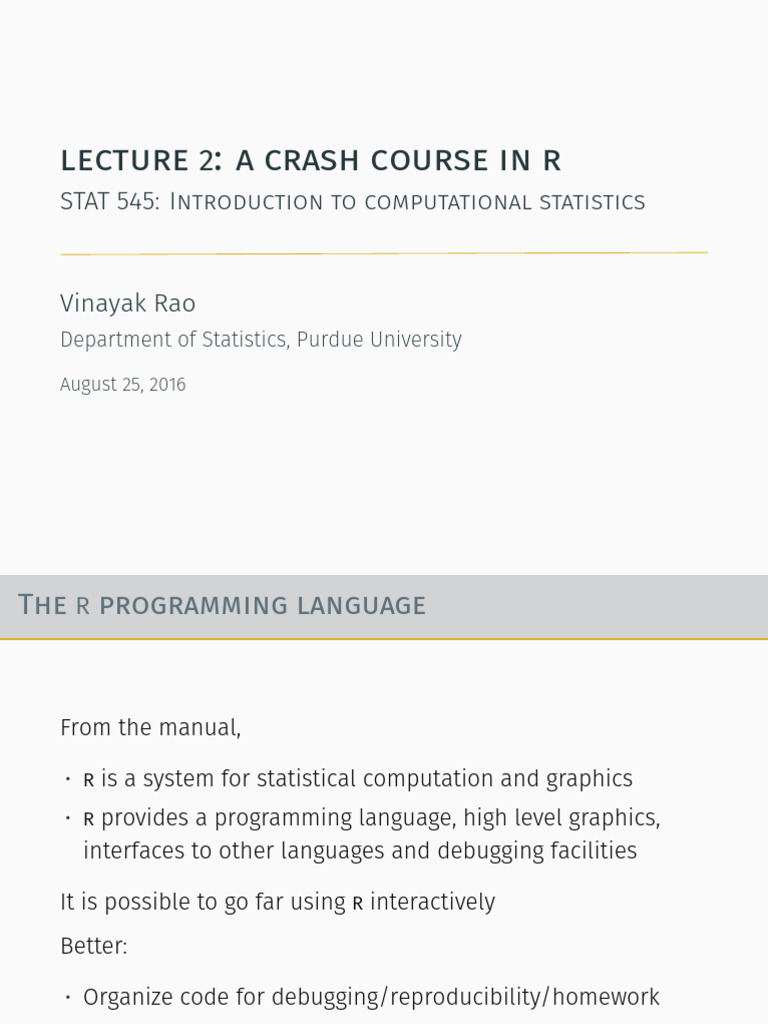 R Programming Crash Course | PDF | Matrix (Mathematics) | Software ...