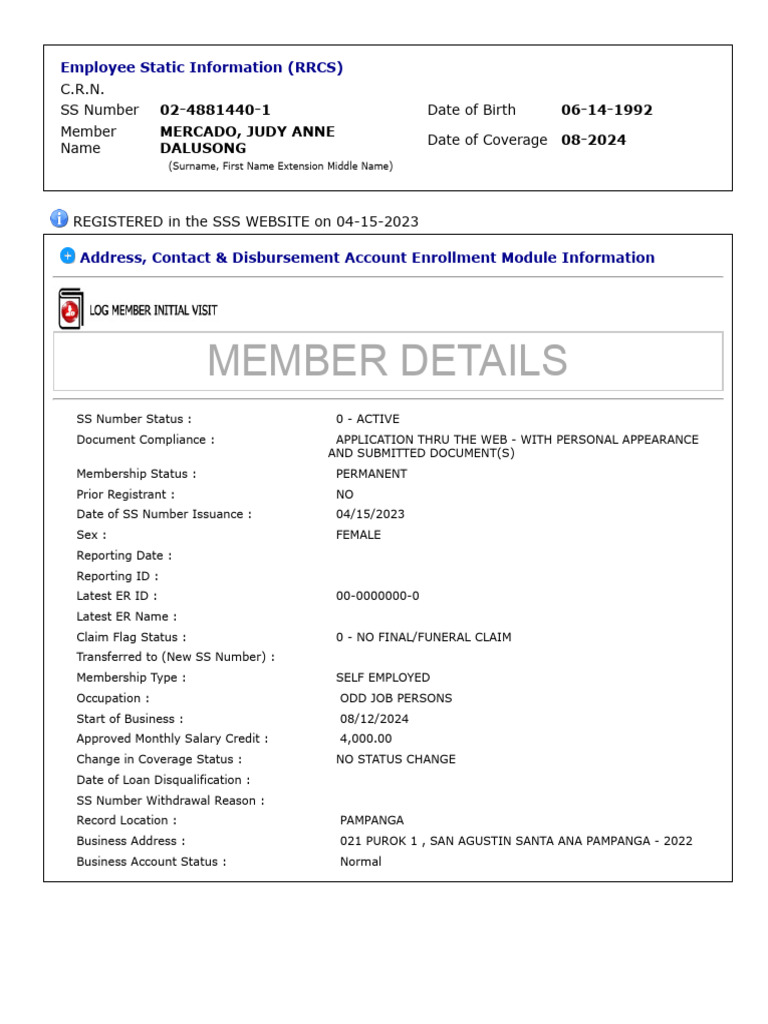 Employee Static Info: Judy Anne Mercado | PDF