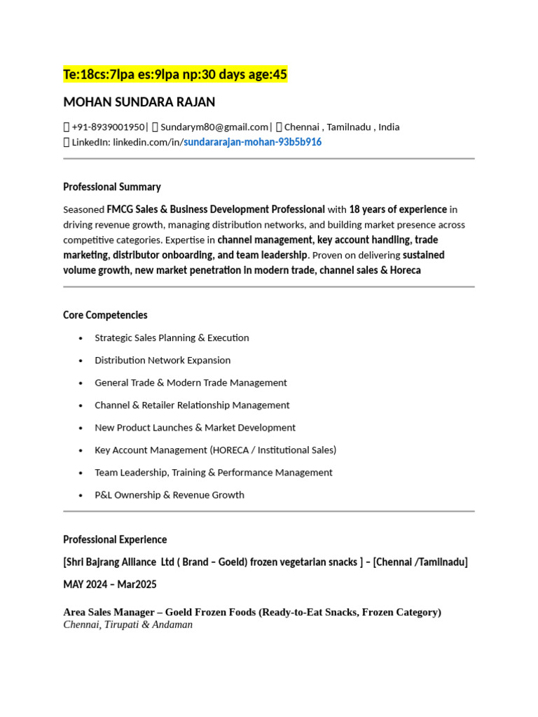 FMCG Sales & Business Development Expert | PDF | Marketing | Brand