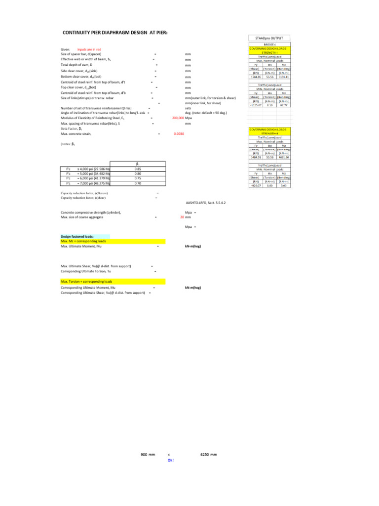 Misc SP8-Bridge 4 Cont Diaph Design Calcs v1 Page 1 To 9 | PDF | Beam ...
