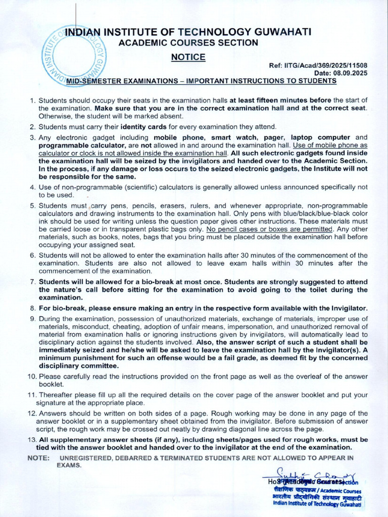 Guidelines For Examination | PDF