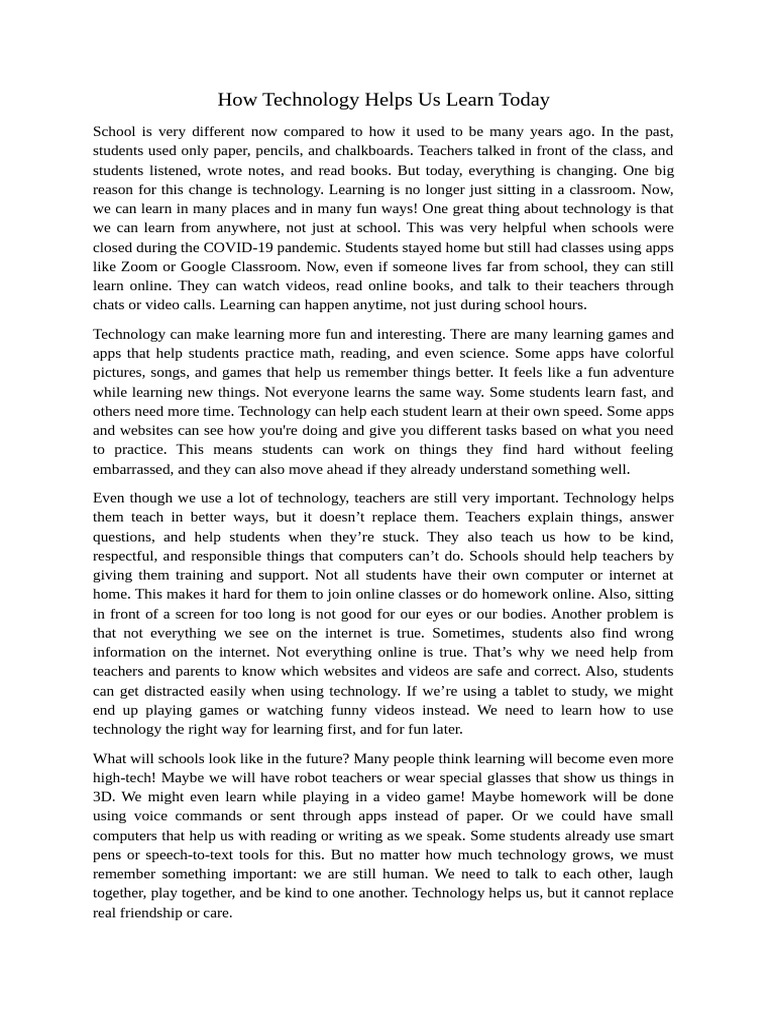 How Technology Helps Us Learn Today | PDF