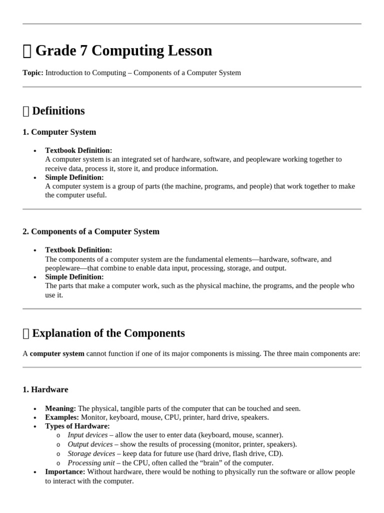 Components of a Computer System | PDF | Programming | Computer Program