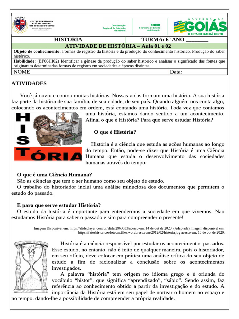Introdução à História para 6º Ano | PDF | Historiador | Science