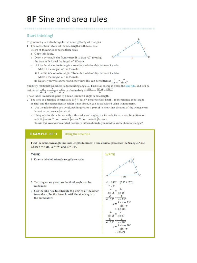 The Sine Cosine Rule | PDF