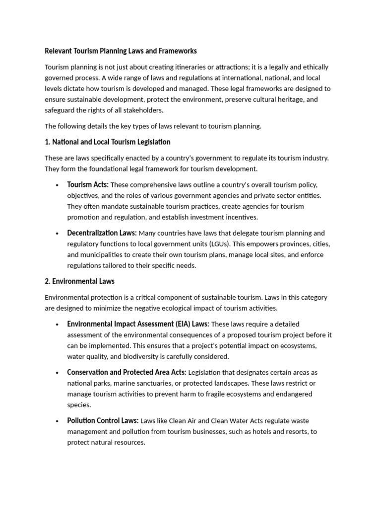 Key Laws in Tourism Planning | PDF | Protected Area | Tourism