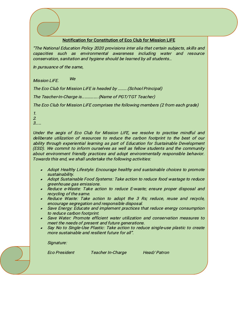 Eco Club Formation - Notification | PDF