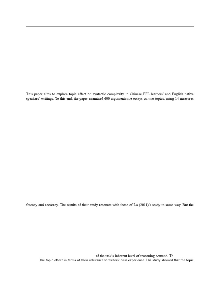 2019 (Bi) Topic Effect On Syntactic Complexity | PDF | Second Language ...