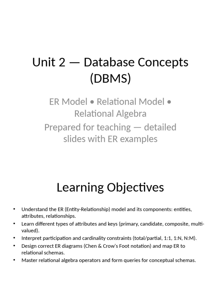 Database Concepts: ER & Relational Models | PDF | Relational Model ...