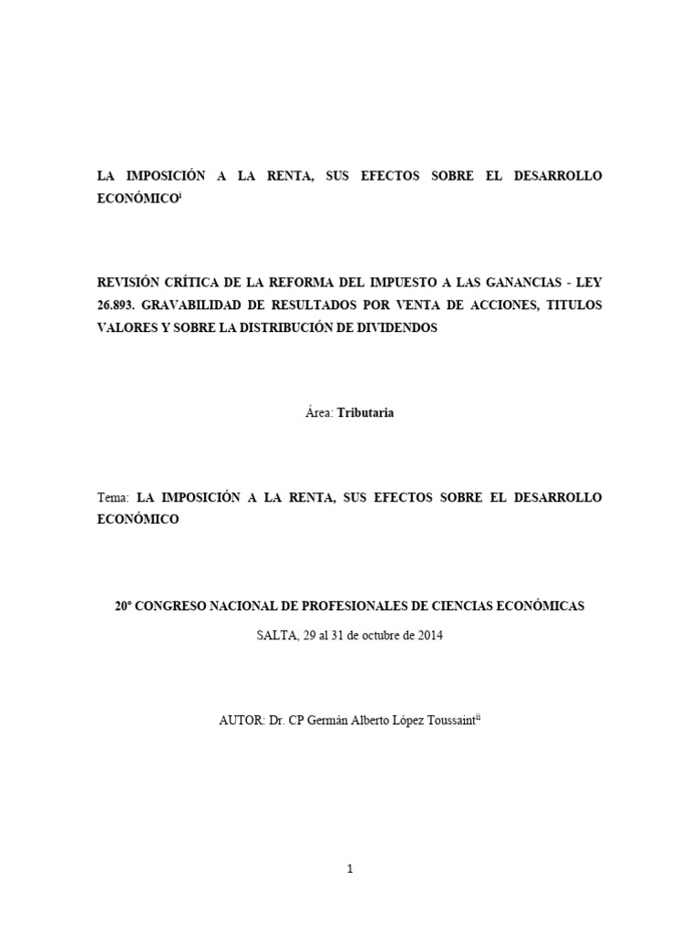 Efectos de la Imposición a la Renta en Argentina | PDF | Impuestos ...
