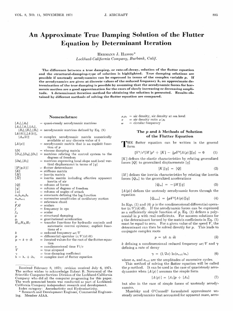 True Damping Solutions for Flutter Equations | PDF | Matrix ...