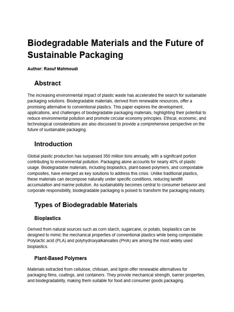 Biodegradable Packaging Solutions Explained | PDF | Biodegradation ...