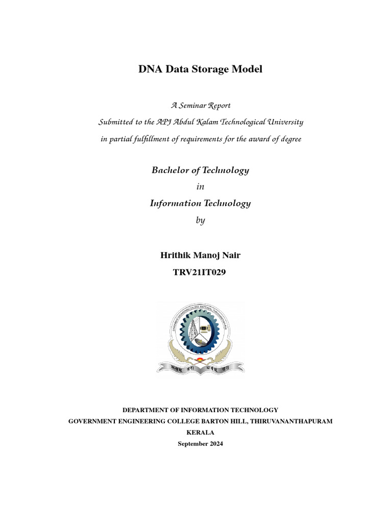 DNA Data Storage Seminar Report | PDF | Dna Sequencing | Polymerase ...