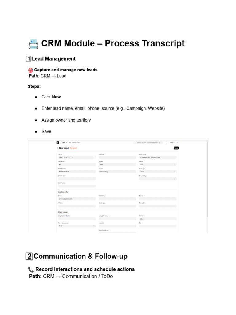 ? CRM Module - Process | PDF
