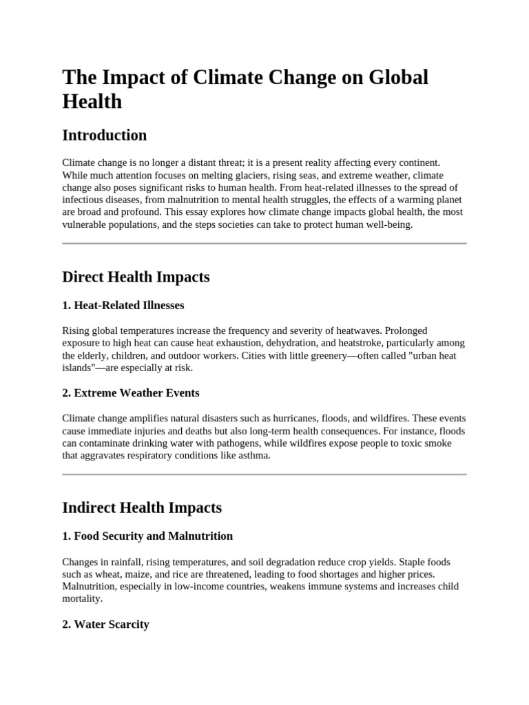 Climate Change's Impact on Global Health | PDF | Climate Change ...