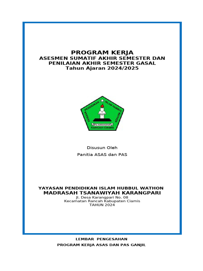 Program Kerja ASAS Dan PAS 2024 2025 | PDF