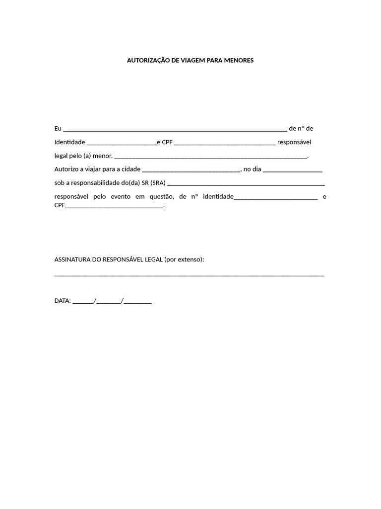 Autorização de Viagem para Menores | PDF