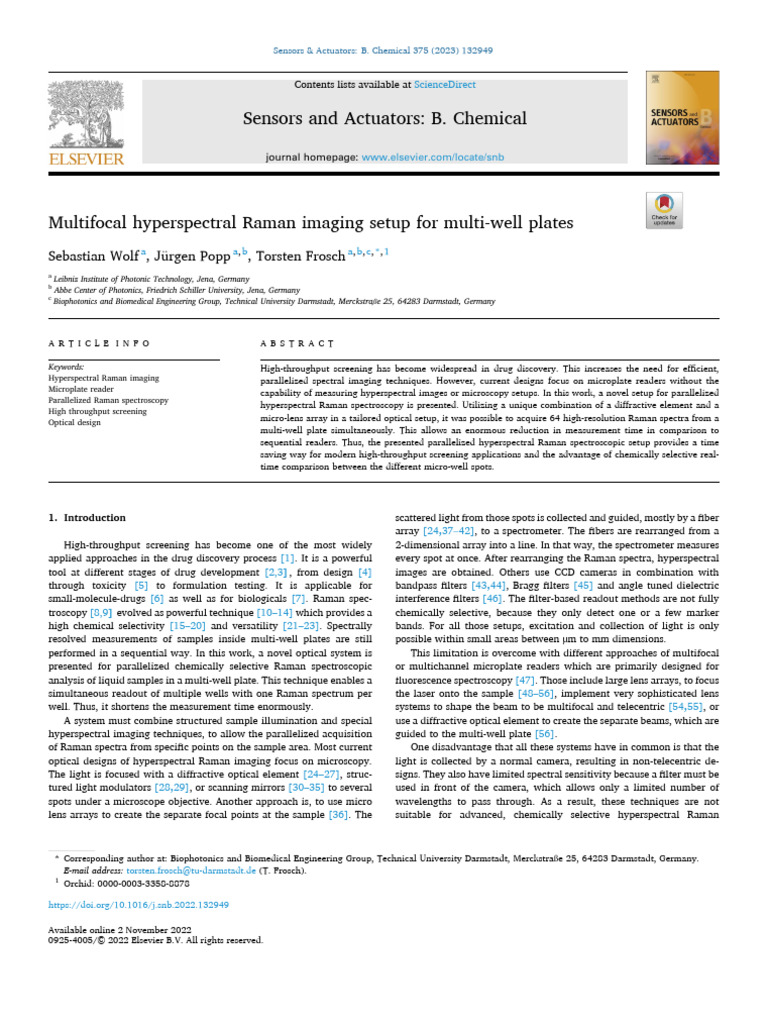 Multiwell Hyperspectral Raman Reader | PDF | Raman Spectroscopy | Aperture