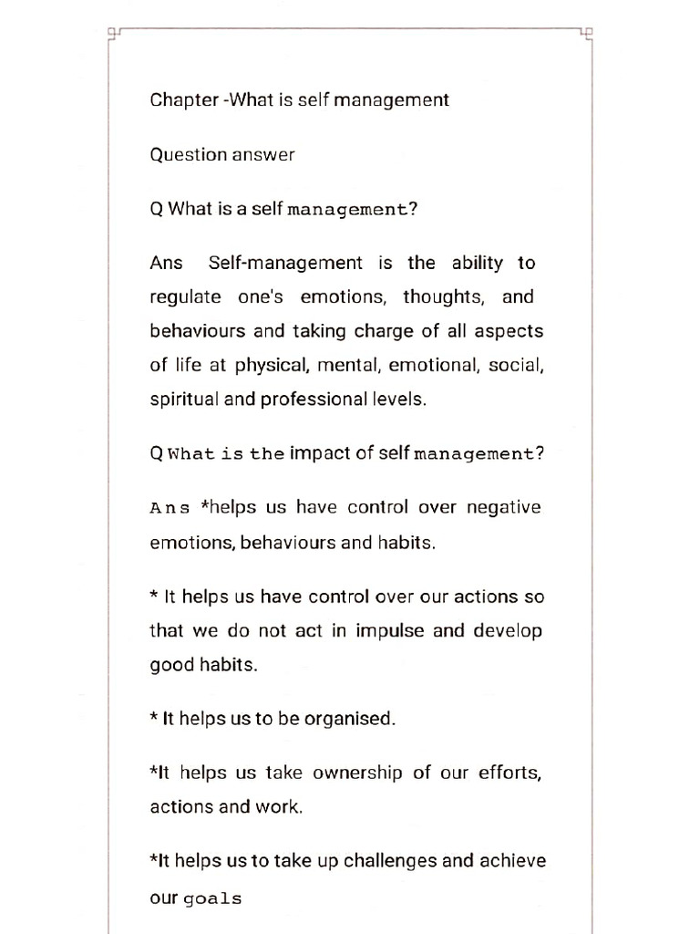 AI Chapter - Self Management | PDF