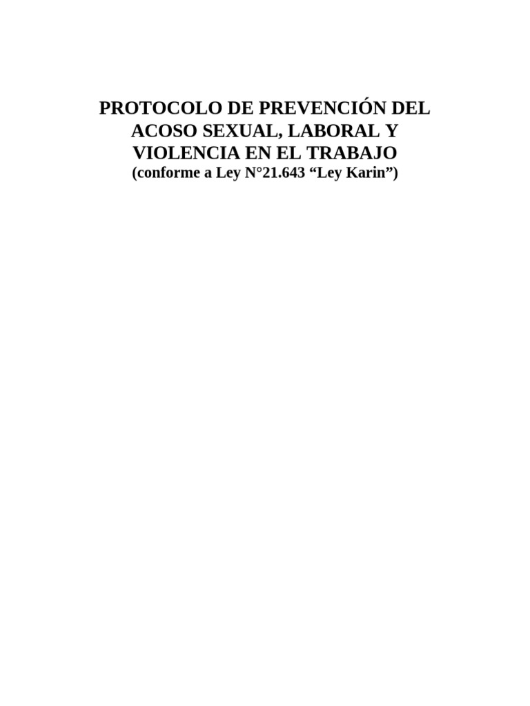 Protocolo de Prevencion Del Acoso Sexual Laboral y Violencia en El ...