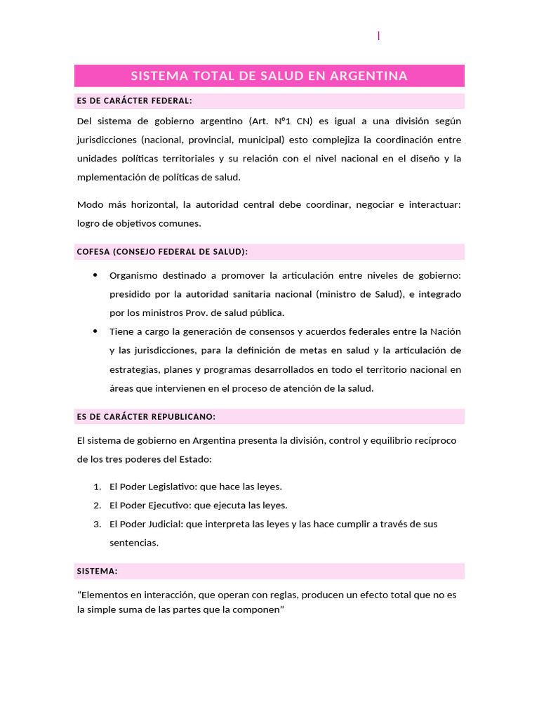 Sistema de Salud Federal en Argentina | PDF | Cuidado de la salud ...
