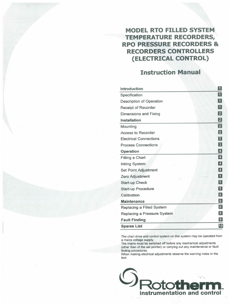 Rototherm Chart Recorder User Manual. | PDF