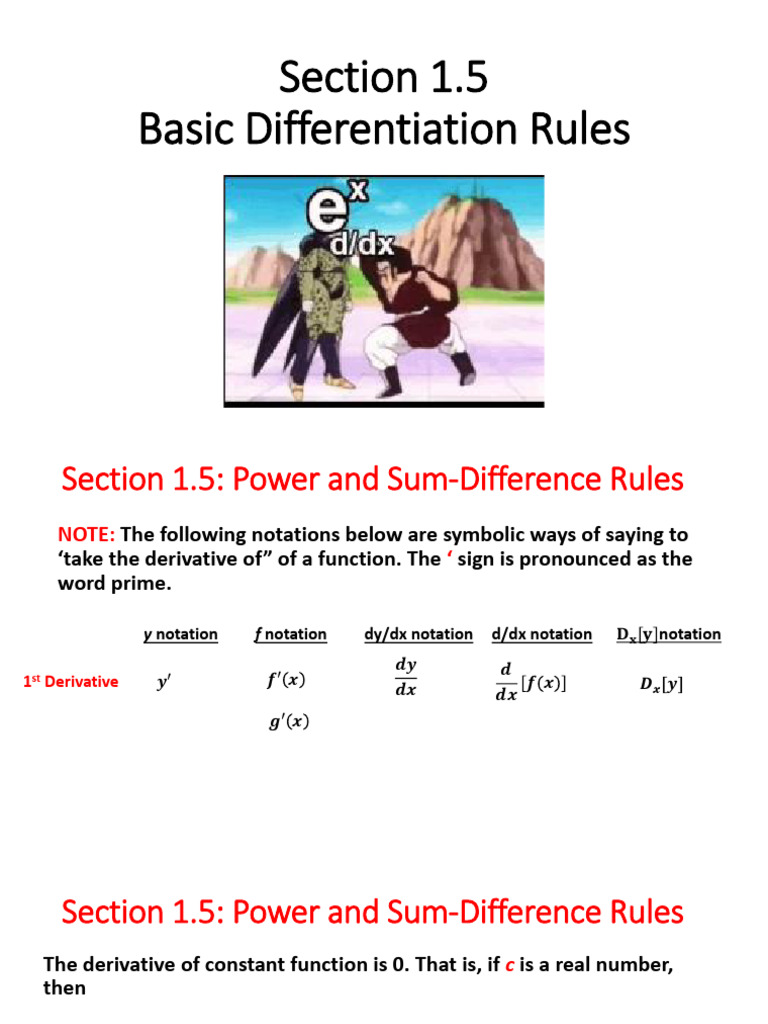 Basic Differentiation Rules Explained | PDF | Derivative | Mathematical ...