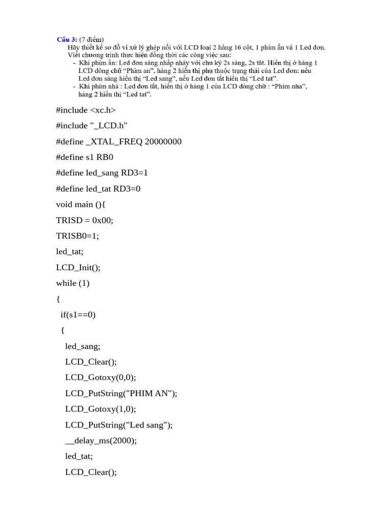 LCD Control with LED Toggle Code | PDF