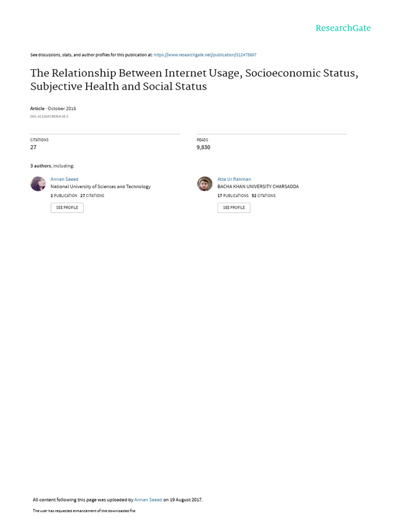 The Relationship Between Internet Usage Socioecono | PDF | Survey ...