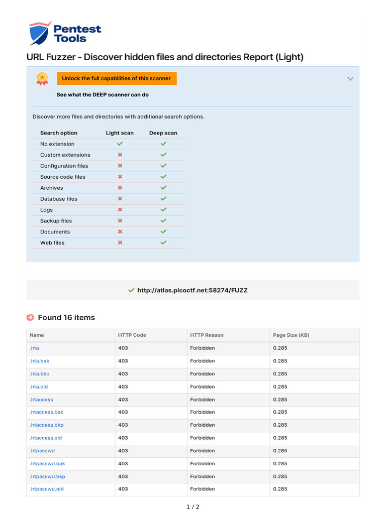 URL Fuzzer Scan Results Report | PDF | Cyberspace | Information Technology