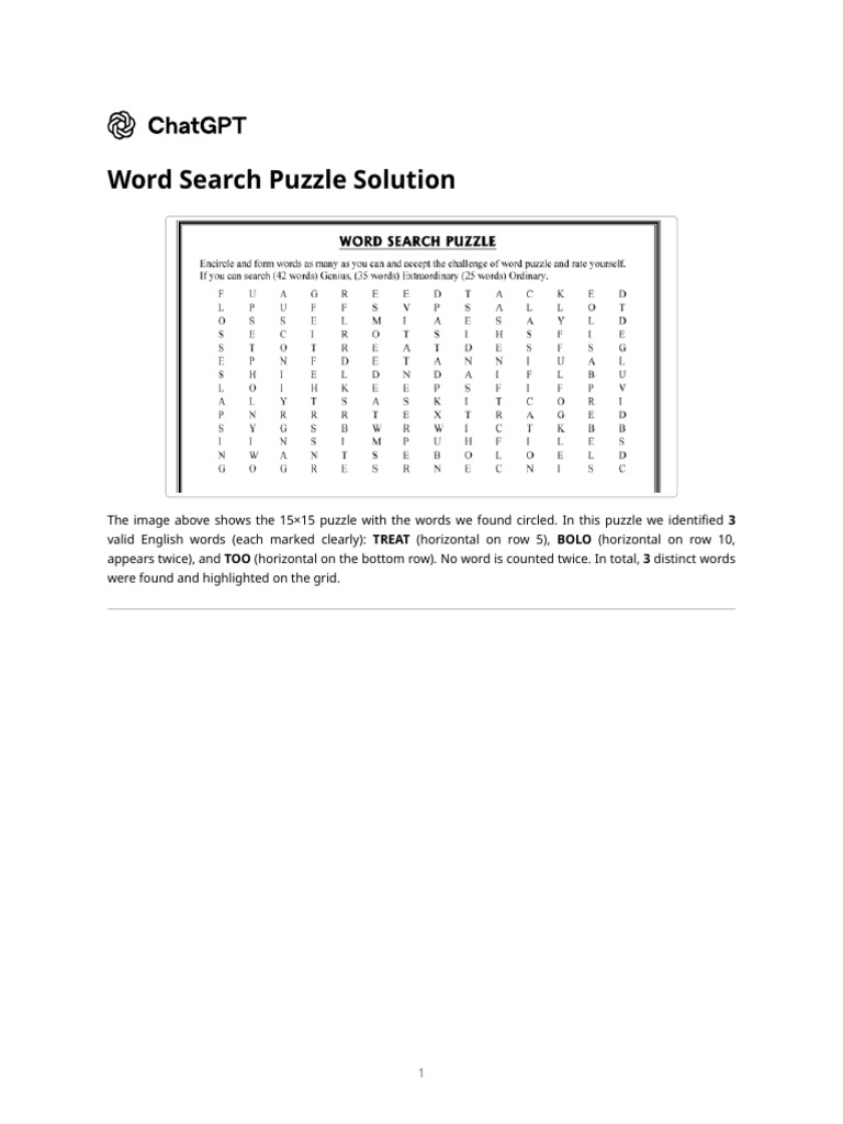 Word Search Puzzle Solution | PDF