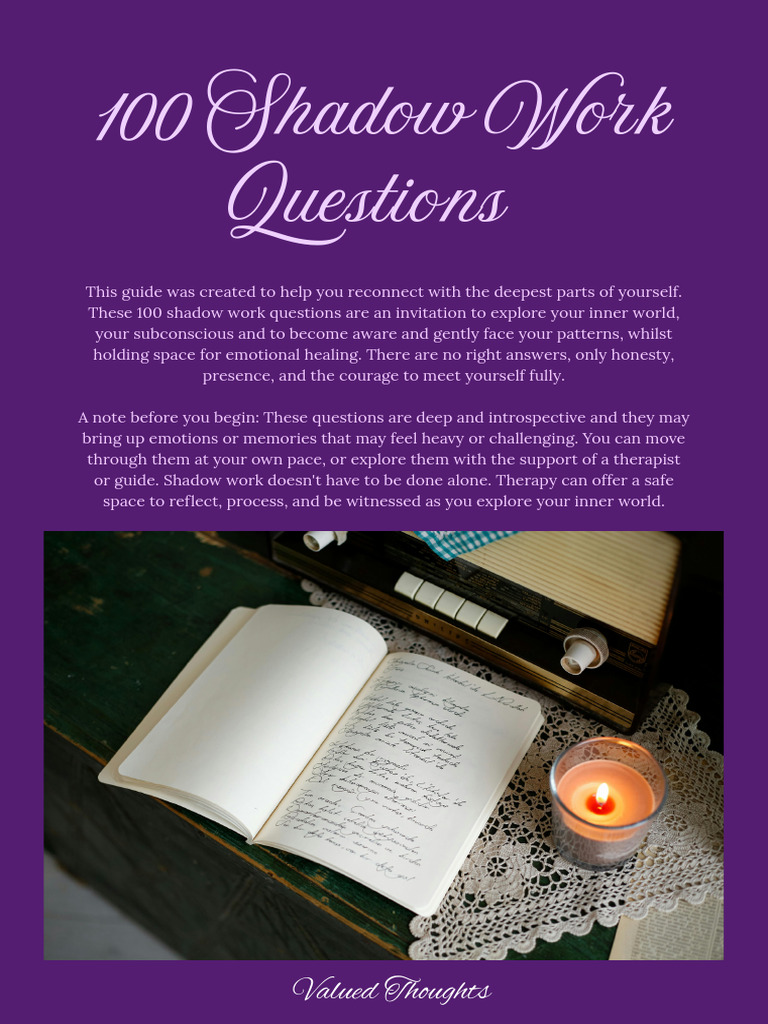 100 Shadow Work Questions Guide | PDF | Psychotherapy | Psychological ...
