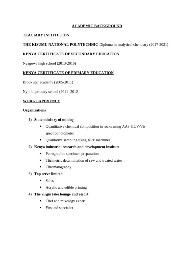 Academic and Work Experience Overview | PDF