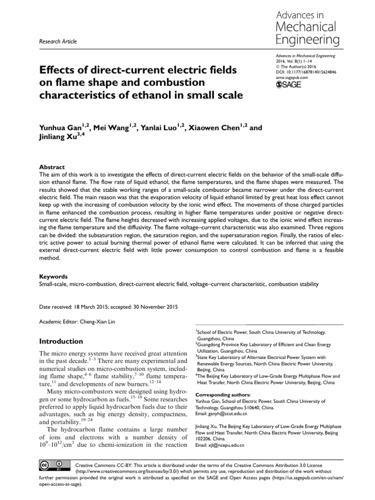 Effects of Direct-Current Electric Fields On Flame | PDF | Combustion ...