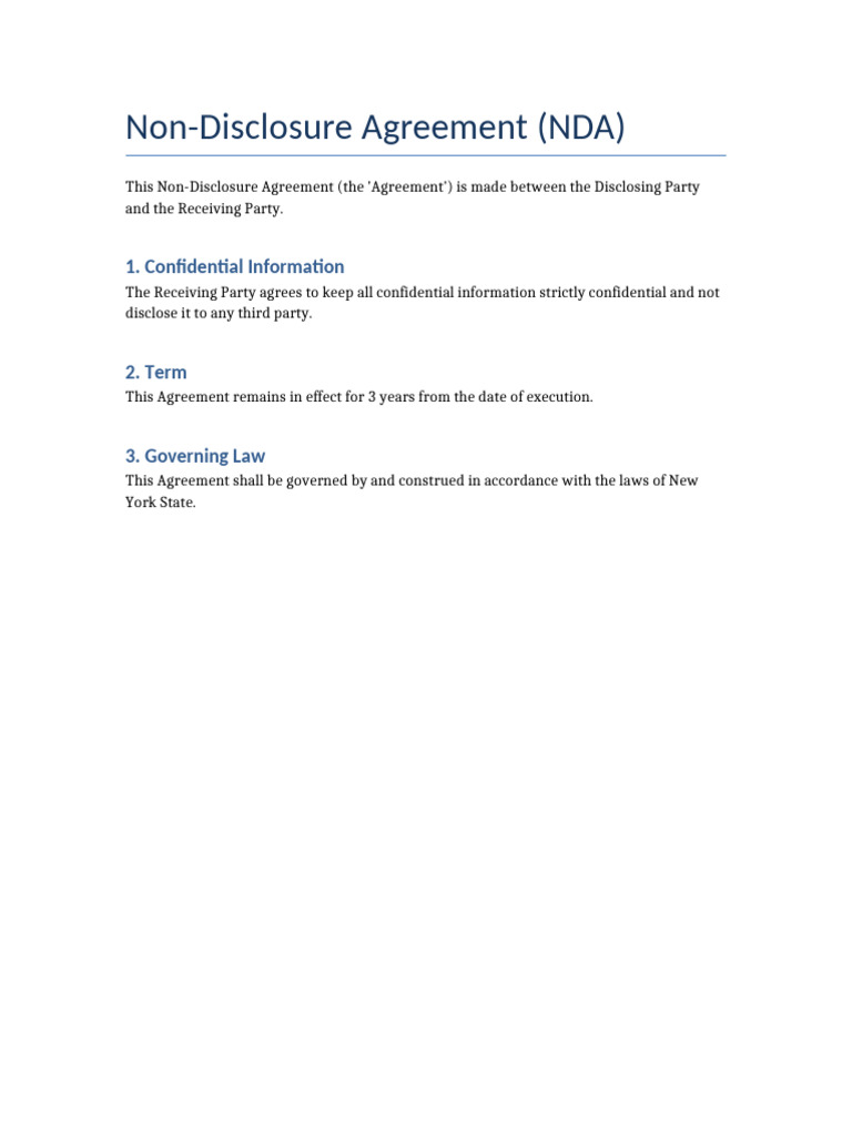 Non-Disclosure Agreement Template | PDF