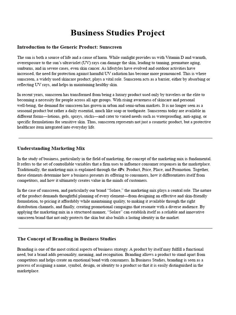 Business Studies Project | PDF | Brand | Pricing