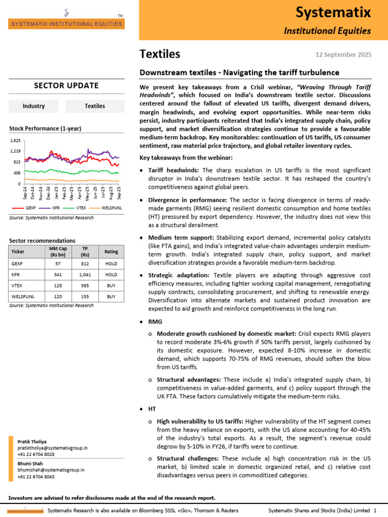 Systematix Update On Textiles Downstream Textiles Navigating The | PDF ...