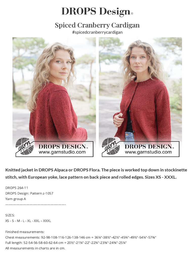 Spiced Cranberry Knitted Cardigan Pattern | PDF | Knitting | Basic ...