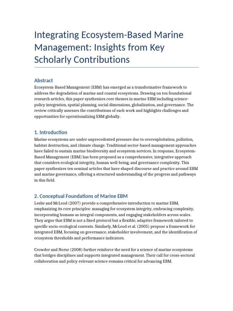 Marine Ecosystem-Based Management Insights | PDF | Governance | Systems ...