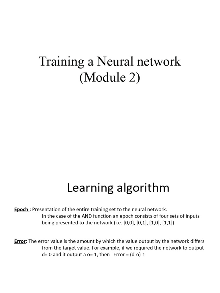 Training A Neural Network (Module 2) | PDF | Mathematics | Theoretical ...