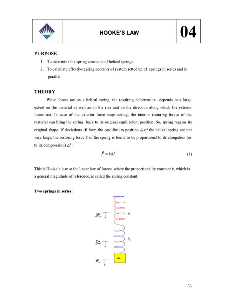 5th Experiment Hooke's Law | PDF