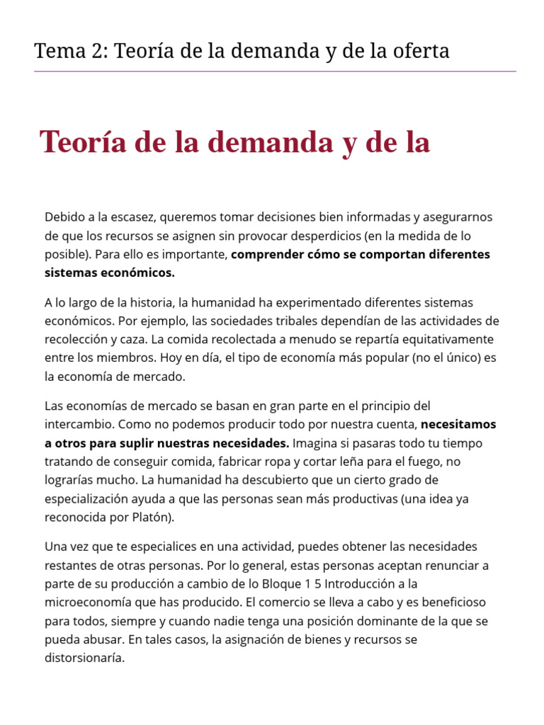 Teoría de la Demanda y Oferta en Economía | PDF | Mercado (economía ...