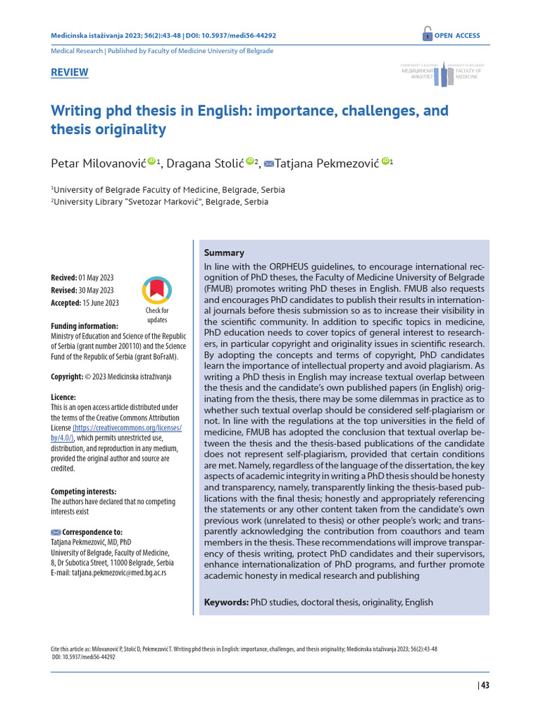 Writing PhD Theses in English: Key Insights | PDF | Thesis | Doctor Of ...