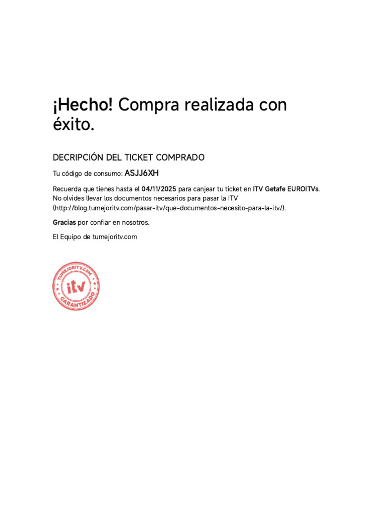 Compra Realizada Con Éxito | PDF