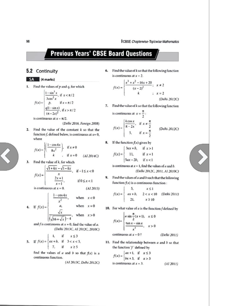 Differentiation Pyq | PDF