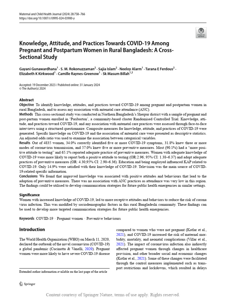 Knowledge Attitude and Practices Towards COVID-19 | PDF | Breastfeeding ...