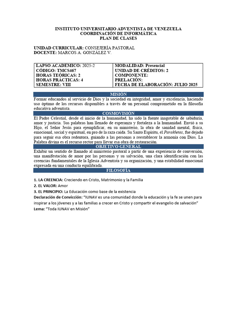 Consejería Pastoral | PDF | Salvación | Cristo (título)